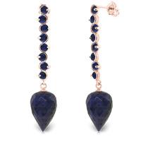 Sapphire Briolette Drop Earrings 29.2ctw in 9ct Rose Gold