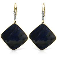 Sapphire and Diamond Drop Earrings 43.5ctw in 9ct Gold