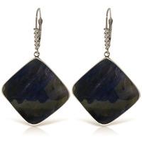 Sapphire and Diamond Drop Earrings 43.5ctw in 9ct White Gold