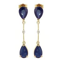 Sapphire and Diamond Drop Earrings 7.0ctw in 9ct Gold