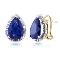 Sapphire and Diamond French Clip Halo Earrings 10.2ctw in 9ct Gold