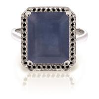 sapphire and diamond halo ring 64ct in 9ct white gold