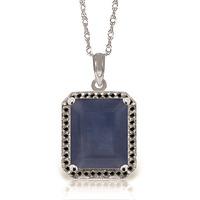 Sapphire and Diamond Halo Pendant Necklace 6.4ct in 9ct White Gold