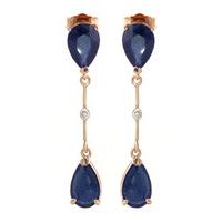 sapphire and diamond drop earrings 70ctw in 9ct rose gold