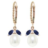 Sapphire and Pearl Drop Earrings 9.0ctw in 9ct Rose Gold