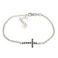 Sapphire Adjustable Cross Bracelet 0.3ct in 9ct White Gold