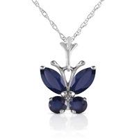 Sapphire Butterfly Pendant Necklace 0.6ctw in 9ct White Gold