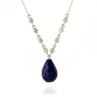 Sapphire and Diamond Pendant Necklace 14.8ct in 9ct White Gold