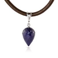 Sapphire and Diamond Leather Pendant Necklace 13.0ct in 9ct White Gold