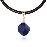 Sapphire and Diamond Leather Pendant Necklace 15.25ct in 9ct Gold