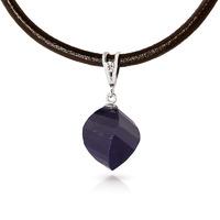 Sapphire and Diamond Leather Pendant Necklace 15.25ct in 9ct White Gold