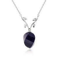 sapphire and diamond pendant necklace 1525ct in 9ct white gold