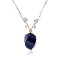 sapphire and diamond pendant necklace 1525ct in 9ct rose gold