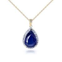 Sapphire and Diamond Halo Pendant Necklace 5.1ct in 9ct Gold