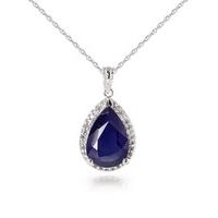 Sapphire and Diamond Halo Pendant Necklace 5.1ct in 9ct White Gold