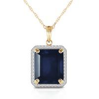 Sapphire and Diamond Halo Pendant Necklace 6.4ct in 9ct Gold