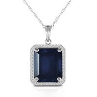 Sapphire and Diamond Halo Pendant Necklace 6.4ct in 9ct White Gold