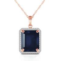 Sapphire and Diamond Halo Pendant Necklace 6.4ct in 9ct Rose Gold