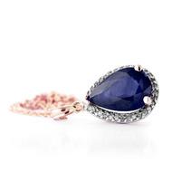 Sapphire and Diamond Halo Pendant Necklace 5.1ct in 9ct Rose Gold