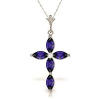 Sapphire and Diamond Pendant Necklace 1.08ctw in 9ct White Gold