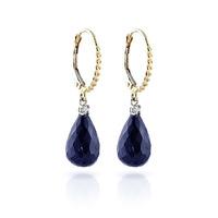 Sapphire and Diamond Stem Drop Earrings 17.6ctw in 9ct Gold