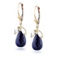 Sapphire and White Topaz Snowdrop Earrings 18.6ctw in 9ct Gold