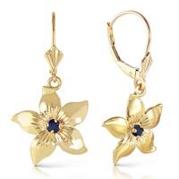 Sapphire Flower Star Drop Earrings 0.2ctw in 9ct Gold