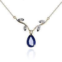 Sapphire and Diamond Vine Branch Pendant Necklace 1.5ct in 9ct Gold