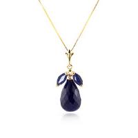 Sapphire and White Topaz Snowdrop Pendant Necklace 9.3ctw in 9ct Gold