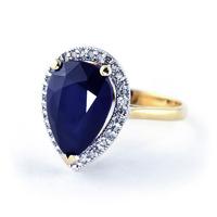 Sapphire and Diamond Halo Ring 5.1ct in 9ct Gold