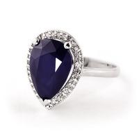 Sapphire and Diamond Halo Ring 5.1ct in 9ct White Gold