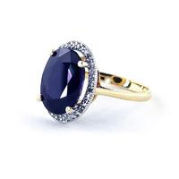 Sapphire and Diamond Halo Ring 6.4ct in 9ct Gold