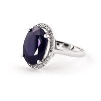 sapphire and diamond halo ring 64ct in 9ct white gold