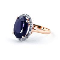 Sapphire and Diamond Halo Ring 6.4ct in 9ct Rose Gold