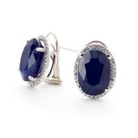 Sapphire and Diamond French Clip Halo Earrings 12.8ctw in 9ct White Gold