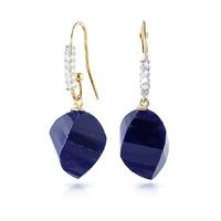 Sapphire and Diamond Drop Earrings 30.5ctw in 9ct Gold