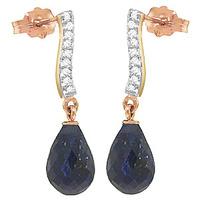 Sapphire and Diamond Droplet Earrings 6.6ctw in 9ct Rose Gold