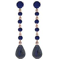 Sapphire by the Yard Drop Earrings 31.6ctw in 9ct Rose Gold