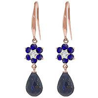 Sapphire and Diamond Daisy Chain Drop Earrings 7.55ctw in 9ct Rose Gold