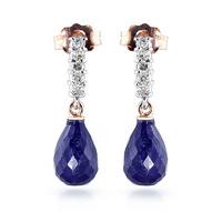 Sapphire and Diamond Stem Droplet Earrings 6.6ctw in 9ct Rose Gold