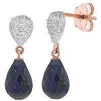 Sapphire and Diamond Droplet Earrings 6.6ctw in 9ct Rose Gold