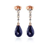 sapphire and diamond chain droplet earrings 66ctw in 9ct rose gold