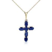 Sapphire Rio Cross Pendant Necklace 1.5ctw in 9ct Gold