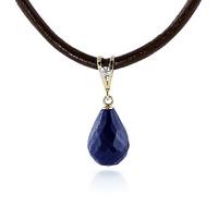 Sapphire and Diamond Leather Pendant Necklace 14.8ct in 9ct Gold