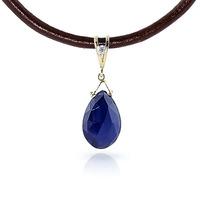 Sapphire and Diamond Leather Pendant Necklace 7.8ct in 9ct Gold