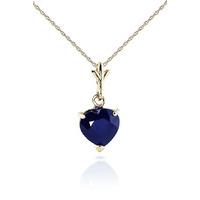 Sapphire Heart Pendant Necklace 1.55ct in 9ct Gold