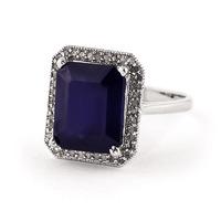 Sapphire and Diamond Halo Ring 6.4ct in 9ct White Gold