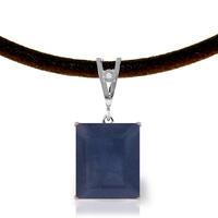 Sapphire and Diamond Leather Pendant Necklace 7.0ct in 9ct White Gold