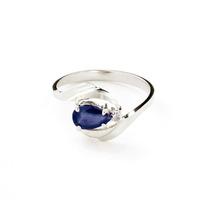 sapphire and diamond flare ring 05ct in 9ct white gold