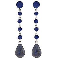 Sapphire by the Yard Drop Earrings 31.6ctw in 9ct White Gold